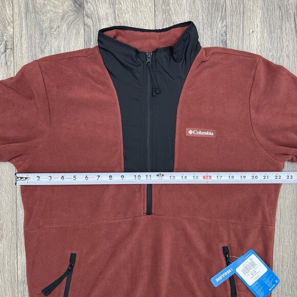 Columbia 1/2 Zip Fleece Jacket Size Medium Mens Maroon Sequoia Grove $60 - Picture 4 of 13